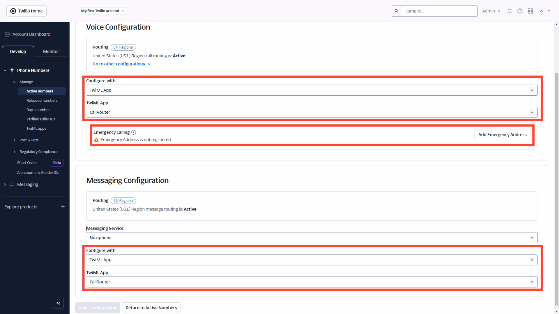 getting the main API keys from twilio for Copuloo