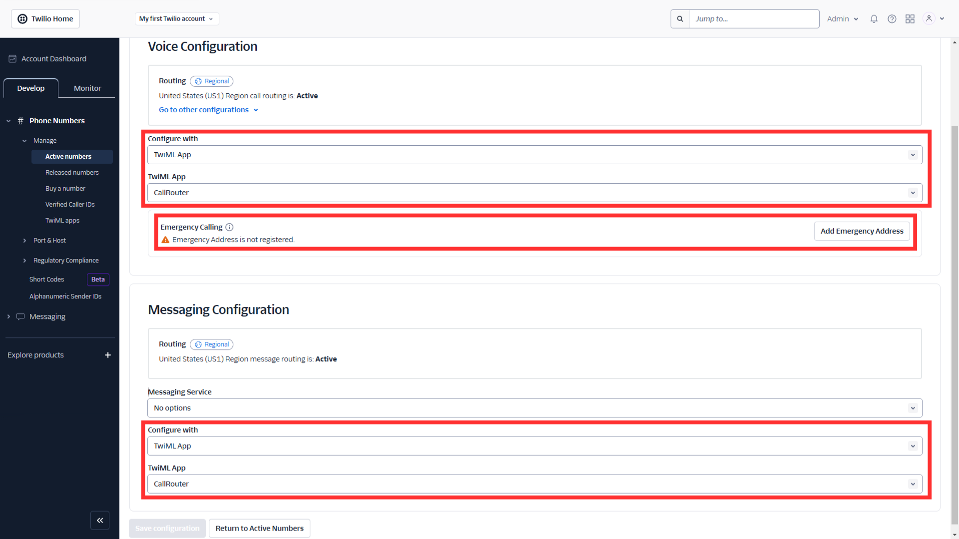 getting the main API keys from twilio for Copuloo