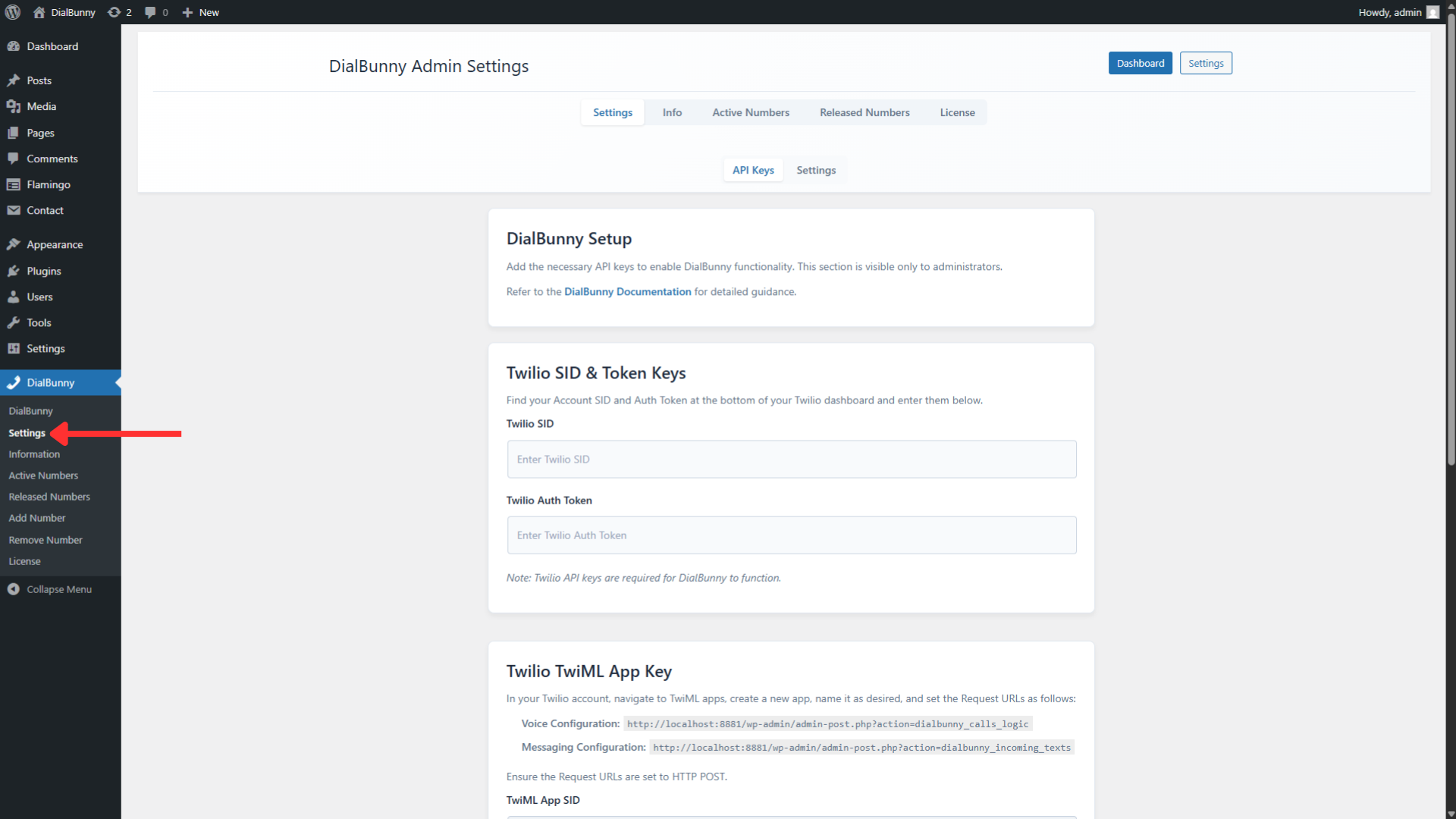 Copuloo settings page