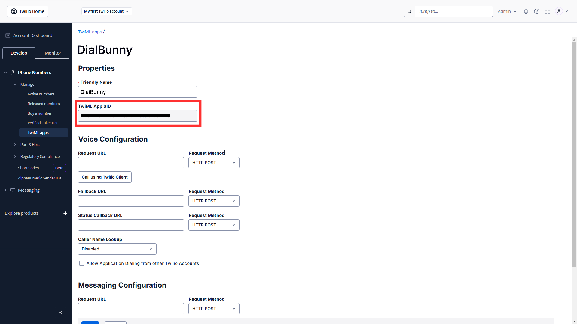 getting the main API keys from twilio for Copuloo